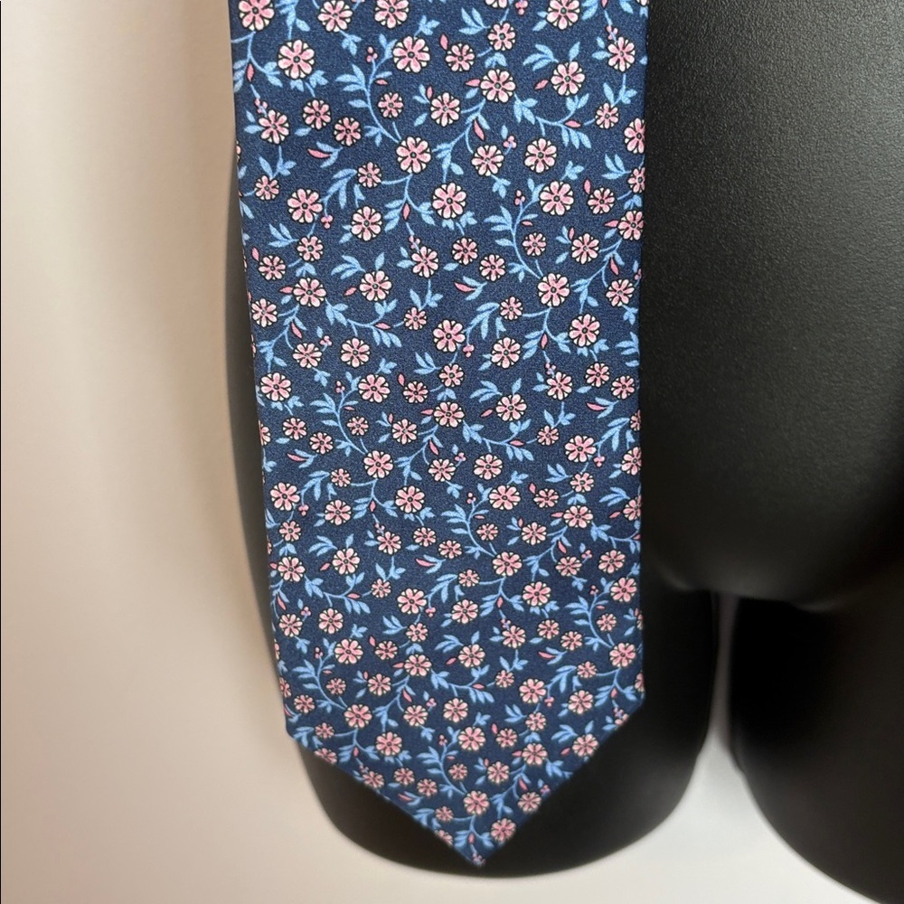 Burma Bibas Made in Italy Silk Blue Pink Floral Necktie Tie - Picture 8 of 13